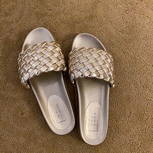 ShuShop Metallic Woven Slide Sandals